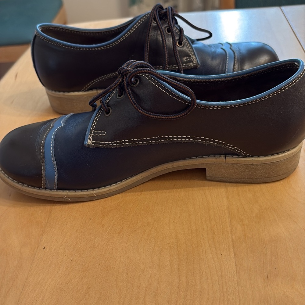 Women’s Pratesi Black & Navy Leather Derby Oxfords. Size 8 - Picture 7 of 10